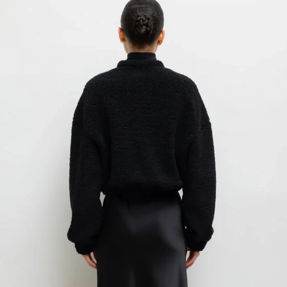 LESET Charcoal Mica Collarless Blouson Button-Up Jacket Cardigan - Picture 2 of 11